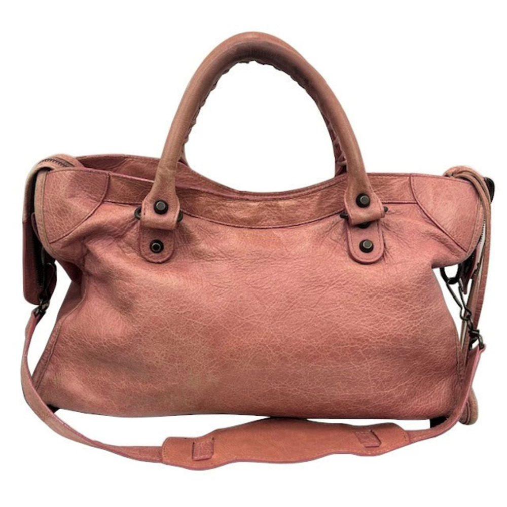 BALENCIAGA The City Editors Handbag Shoulder Bag Pink Leather